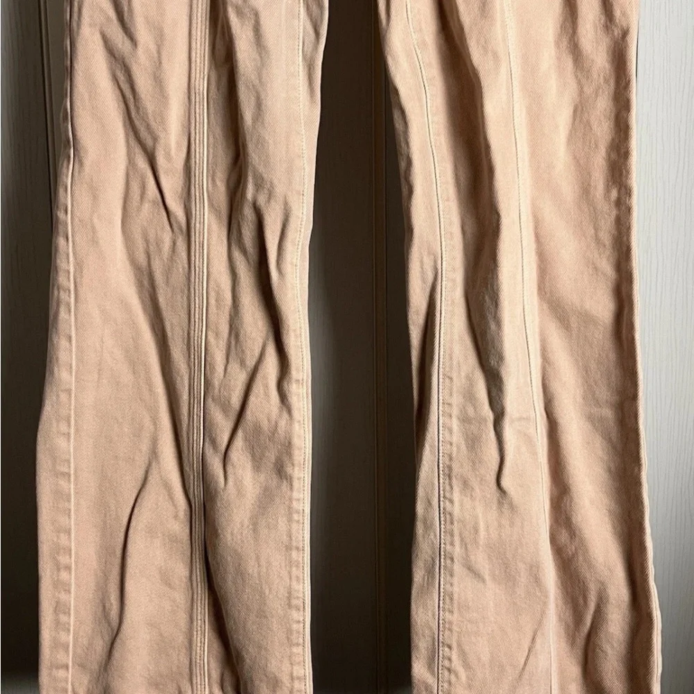 SO Women’s Beige Cotton Twill Cargo Pants Sz 5 Wide Leg Mid Rise